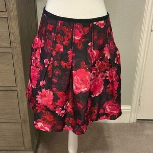 GAP | Black Red Pink Floral Full A-Line Mini Skirt | 4